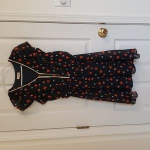 Heart Print Navy Summer Dress, Size M